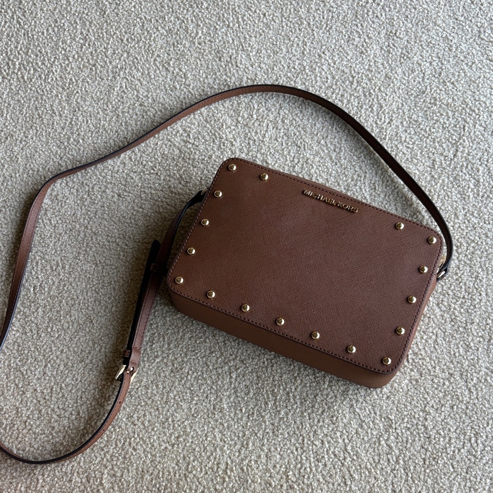 Michael Kors Brown Studded Crossbody